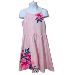 Jumping Beans Girls Pink Dress Hibiscus Floral Print Fit Flare Sleeveless straps